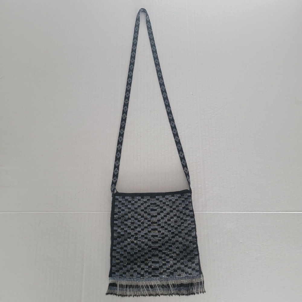 Hand Headed  Small  Purse With Beaded Shoulder  Bag.